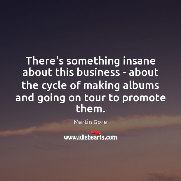 There’s something insane about this business – about the cycle of making Martin Gore Picture Quote