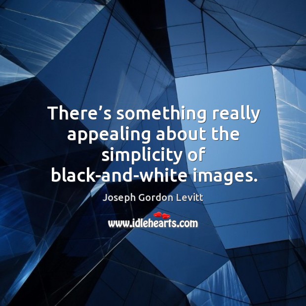 There’s something really appealing about the simplicity of black-and-white images. Joseph Gordon Levitt Picture Quote