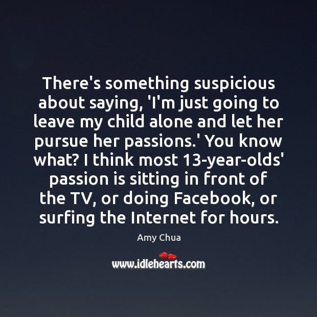 There’s something suspicious about saying, ‘I’m just going to leave my child Amy Chua Picture Quote