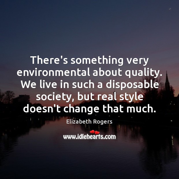 There’s something very environmental about quality. We live in such a disposable Elizabeth Rogers Picture Quote