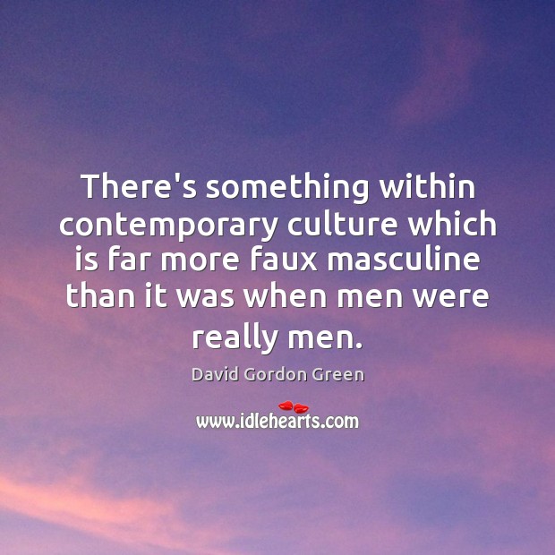 There’s something within contemporary culture which is far more faux masculine than David Gordon Green Picture Quote