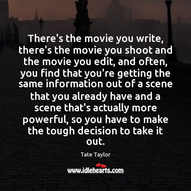There’s the movie you write, there’s the movie you shoot and the Image
