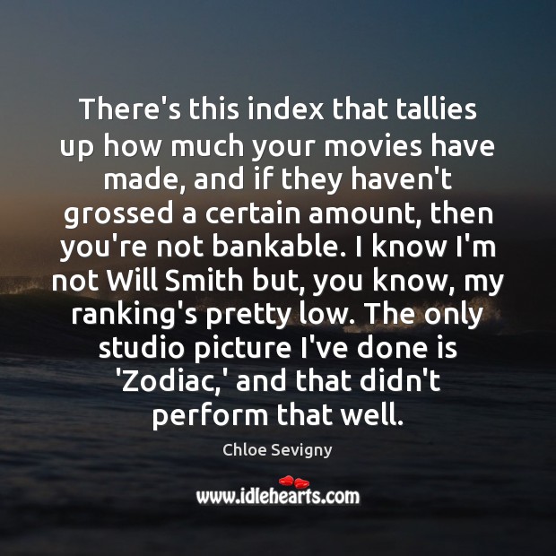 There’s this index that tallies up how much your movies have made, Chloe Sevigny Picture Quote