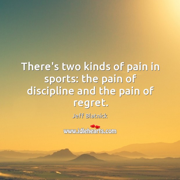 There’s two kinds of pain in sports: the pain of discipline and the pain of regret. Jeff Blatnick Picture Quote