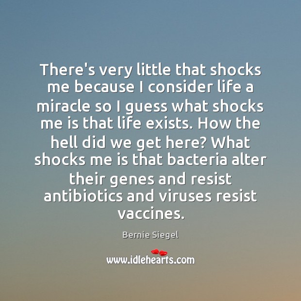 There’s very little that shocks me because I consider life a miracle Bernie Siegel Picture Quote