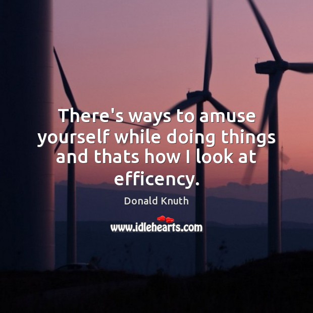 There’s ways to amuse yourself while doing things and thats how I look at efficency. Donald Knuth Picture Quote