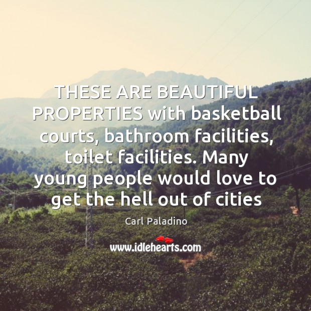 THESE ARE BEAUTIFUL PROPERTIES with basketball courts, bathroom facilities, toilet facilities. Many Carl Paladino Picture Quote