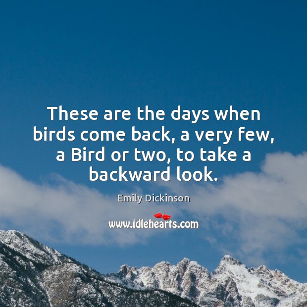 These are the days when birds come back, a very few, a Emily Dickinson Picture Quote