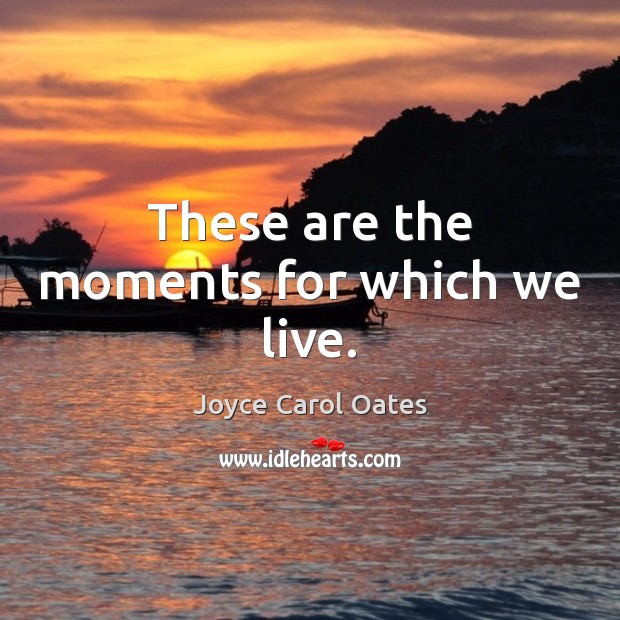 These are the moments for which we live. Joyce Carol Oates Picture Quote