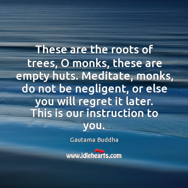 These are the roots of trees, O monks, these are empty huts. Gautama Buddha Picture Quote