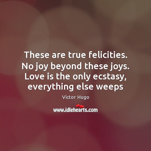 These are true felicities. No joy beyond these joys. Love is the Victor Hugo Picture Quote