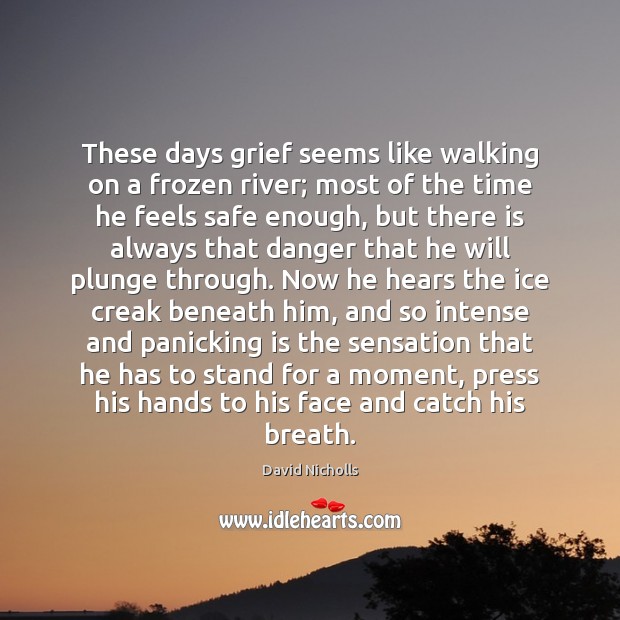 These days grief seems like walking on a frozen river; most of David Nicholls Picture Quote