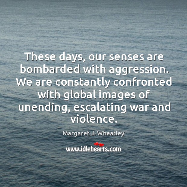 These days, our senses are bombarded with aggression. Margaret J. Wheatley Picture Quote