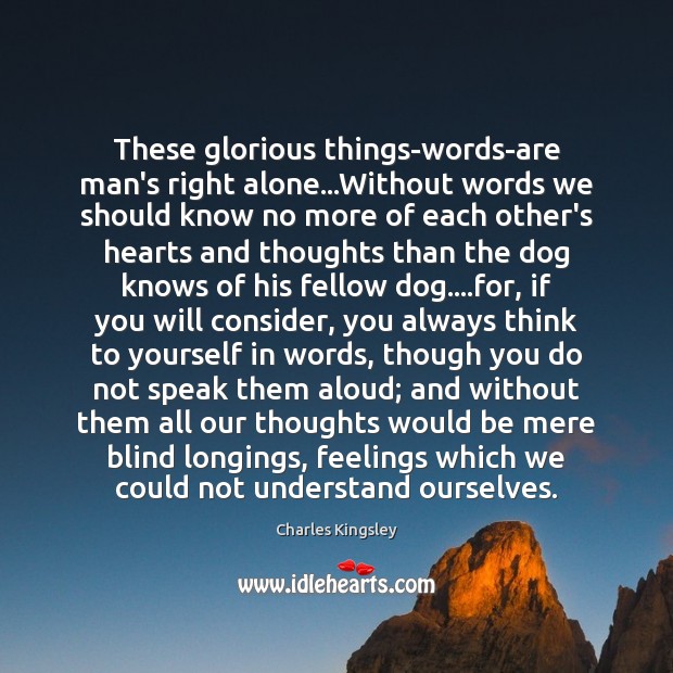 These glorious things-words-are man’s right alone…Without words we should know no Image