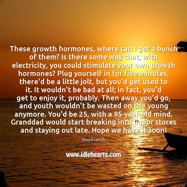These growth hormones, where can I get a bunch of them? Is David Lynch Picture Quote
