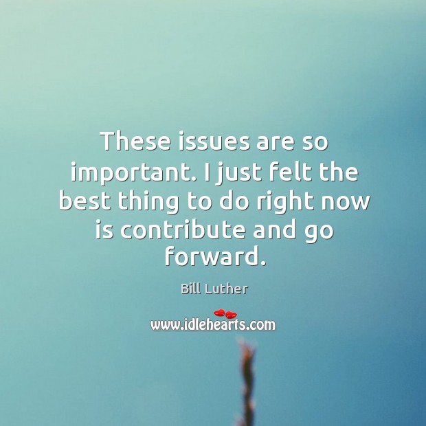 These issues are so important. I just felt the best thing to do right now is contribute and go forward. Image
