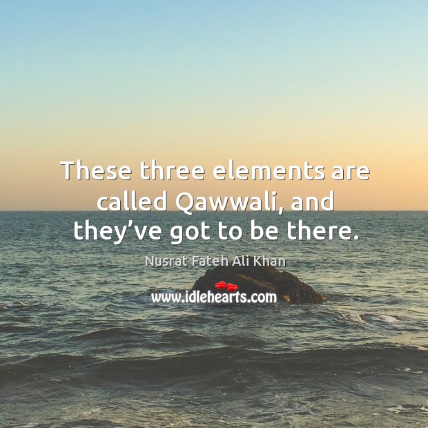 These three elements are called qawwali, and they’ve got to be there. Nusrat Fateh Ali Khan Picture Quote