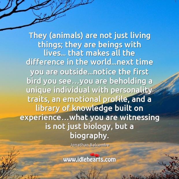 They (animals) are not just living things; they are beings with lives… Image