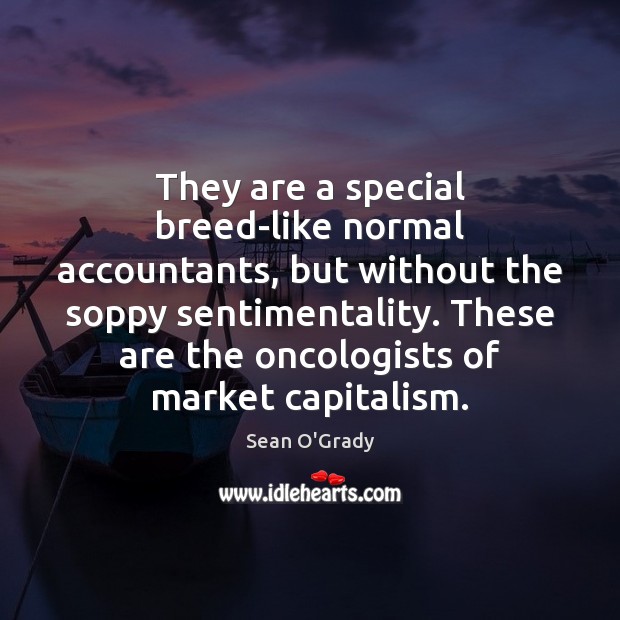They are a special breed-like normal accountants, but without the soppy sentimentality. Sean O’Grady Picture Quote