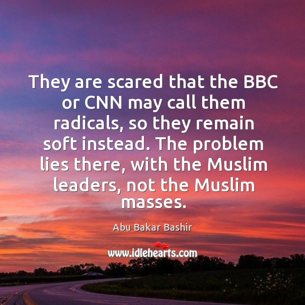 They are scared that the bbc or cnn may call them radicals Image