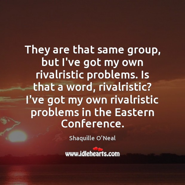 They are that same group, but I’ve got my own rivalristic problems. Shaquille O’Neal Picture Quote