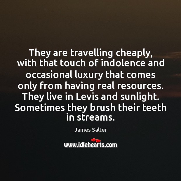 They are travelling cheaply, with that touch of indolence and occasional luxury James Salter Picture Quote