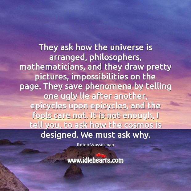 They ask how the universe is arranged, philosophers, mathematicians, and they draw Robin Wasserman Picture Quote