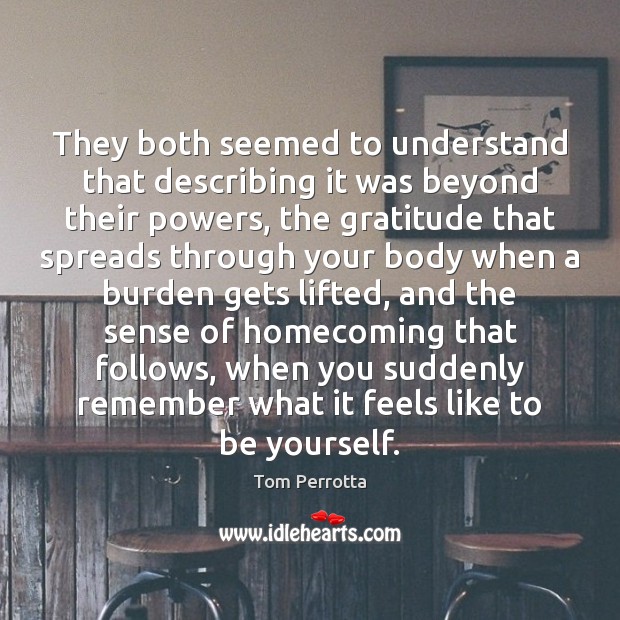 They both seemed to understand that describing it was beyond their powers, Tom Perrotta Picture Quote