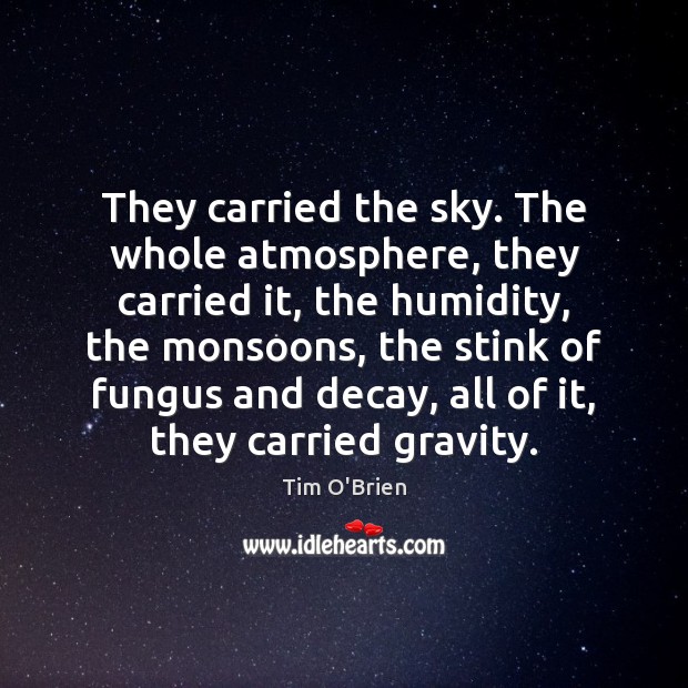 They carried the sky. The whole atmosphere, they carried it, the humidity, Tim O’Brien Picture Quote