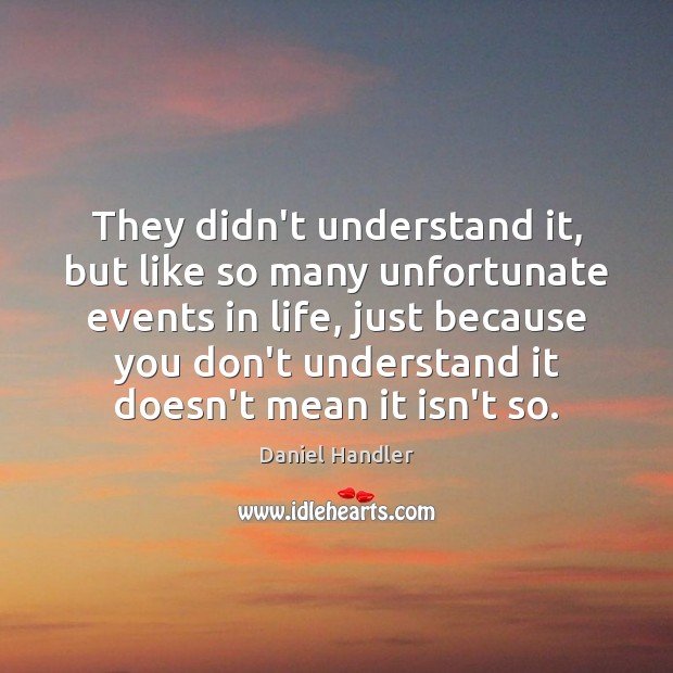 They didn’t understand it, but like so many unfortunate events in life, Daniel Handler Picture Quote