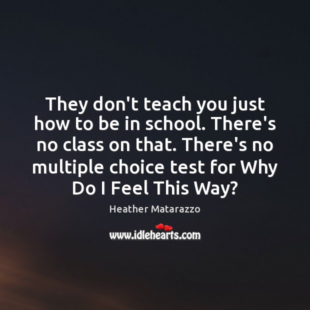 They don’t teach you just how to be in school. There’s no Heather Matarazzo Picture Quote