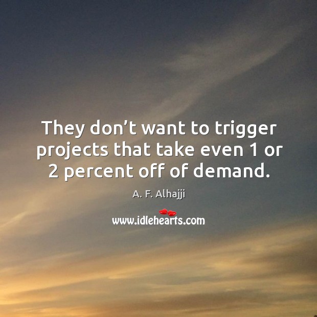 They don’t want to trigger projects that take even 1 or 2 percent off of demand. A. F. Alhajji Picture Quote
