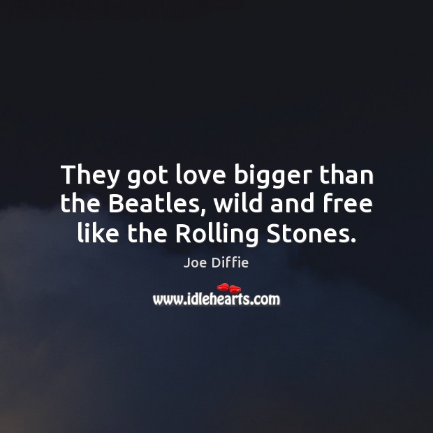 They got love bigger than the Beatles, wild and free like the Rolling Stones. Joe Diffie Picture Quote