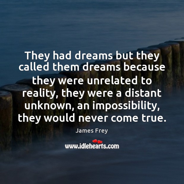 They had dreams but they called them dreams because they were unrelated James Frey Picture Quote