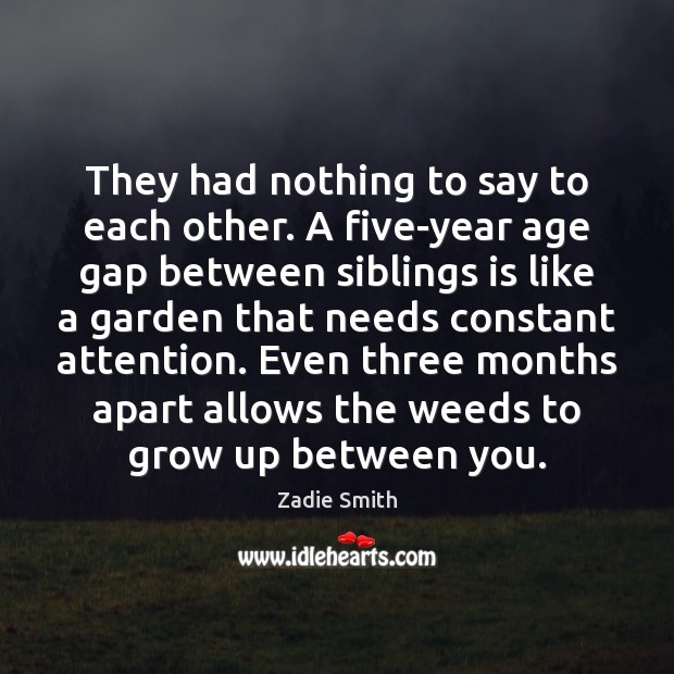They had nothing to say to each other. A five-year age gap Zadie Smith Picture Quote