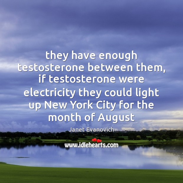 They have enough testosterone between them, if testosterone were electricity they could Janet Evanovich Picture Quote
