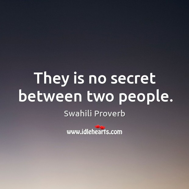 They is no secret between two people. Swahili Proverbs Image