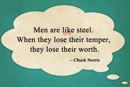 Men when they lose their temper, they lose their worth. Image