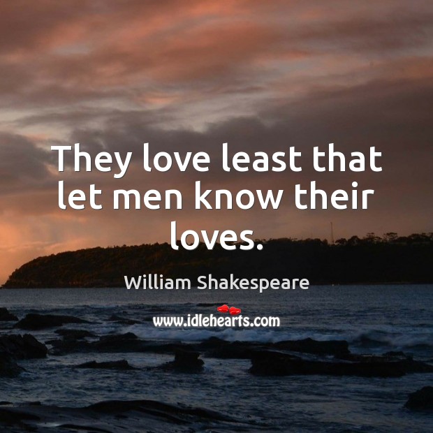 They love least that let men know their loves. William Shakespeare Picture Quote