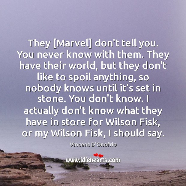 They [Marvel] don’t tell you. You never know with them. They have Vincent D’Onofrio Picture Quote