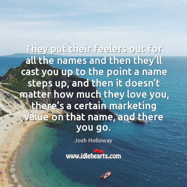 They put their feelers out for all the names and then they’ll cast you up to the point a name steps up Josh Holloway Picture Quote