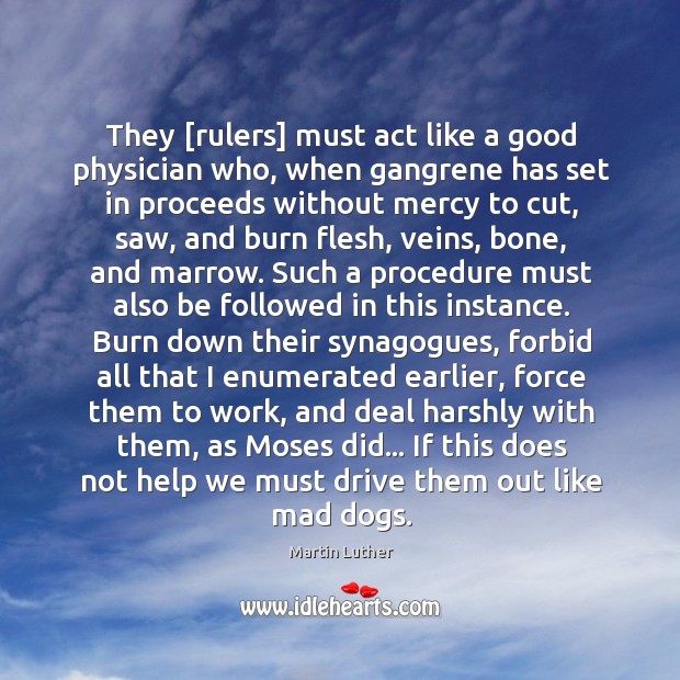 They [rulers] must act like a good physician who, when gangrene has Image