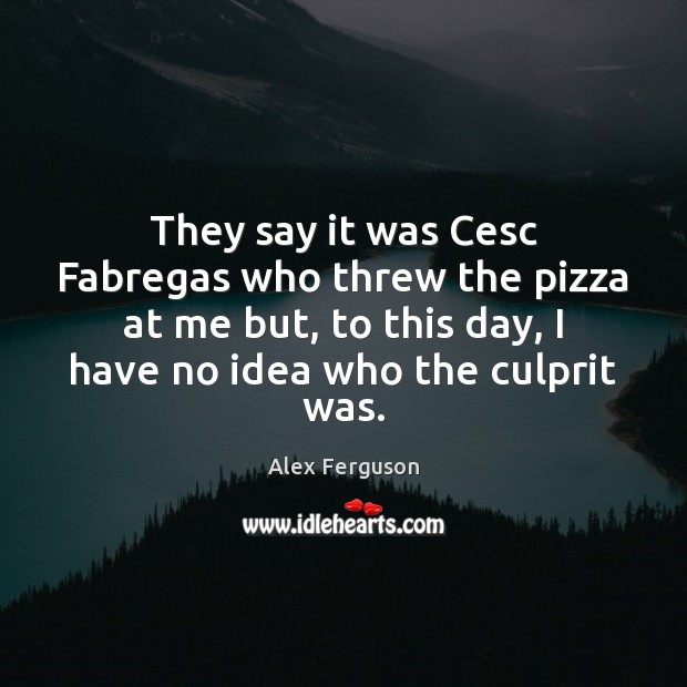 They say it was Cesc Fabregas who threw the pizza at me Alex Ferguson Picture Quote