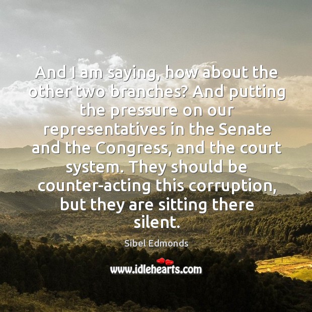 They should be counter-acting this corruption, but they are sitting there silent. Sibel Edmonds Picture Quote