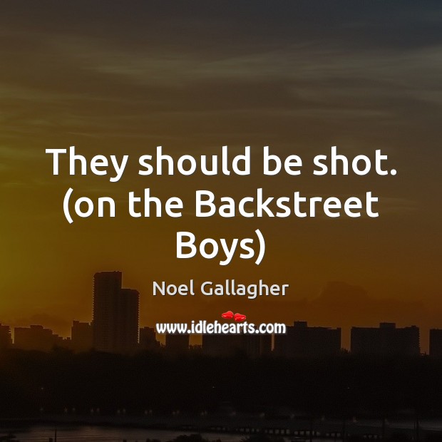 They should be shot. (on the Backstreet Boys) Noel Gallagher Picture Quote