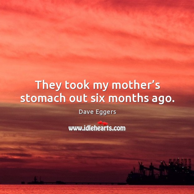 They took my mother’s stomach out six months ago. Dave Eggers Picture Quote