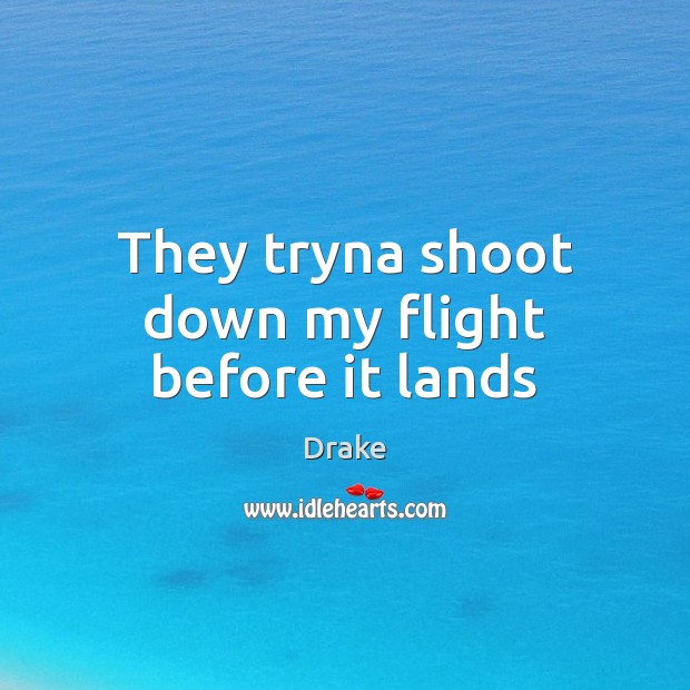They tryna shoot down my flight before it lands Image