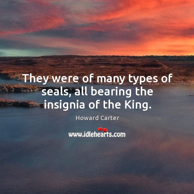 They were of many types of seals, all bearing the insignia of the king. Howard Carter Picture Quote