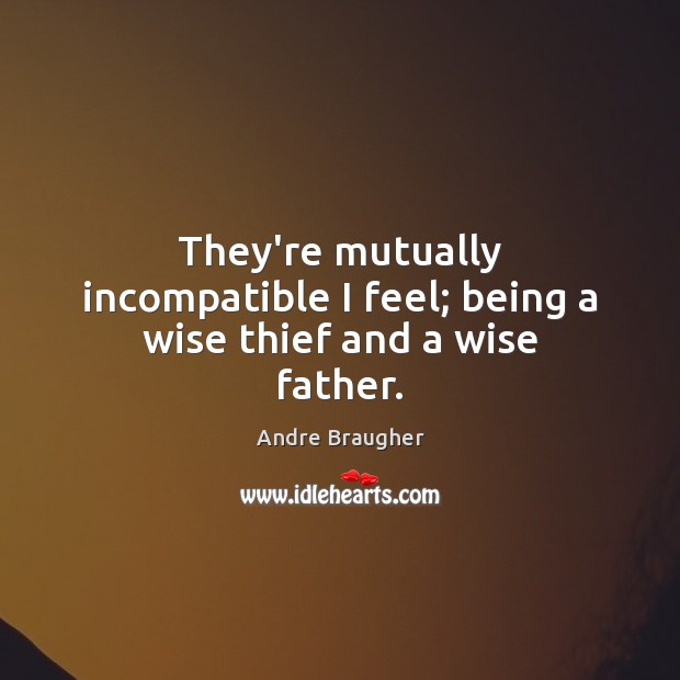 They’re mutually incompatible I feel; being a wise thief and a wise father. Andre Braugher Picture Quote