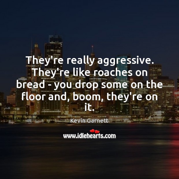 They’re really aggressive. They’re like roaches on bread – you drop some Kevin Garnett Picture Quote